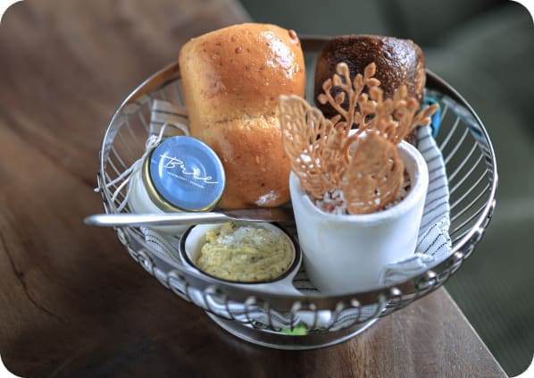 Artisanal Homemade Bread with butter & Straciatella — Brie Restaurant & Cheesery, Ubud