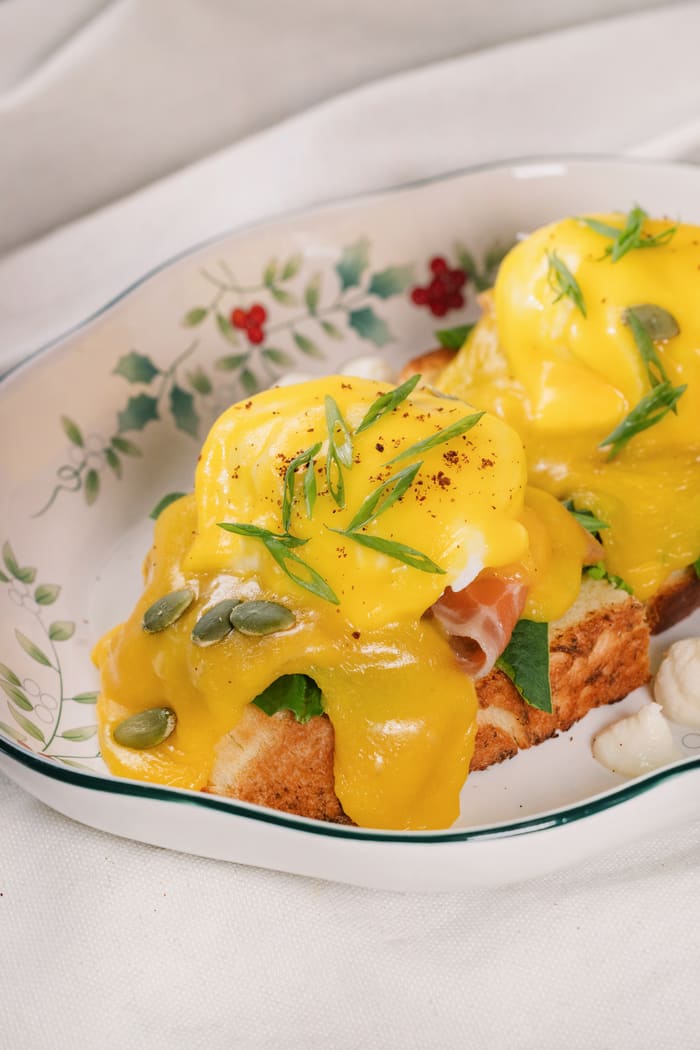 Benedict Eggs with Salmon and Homemade Ricotta — Brie Restaurant & Cheesery, Ubud