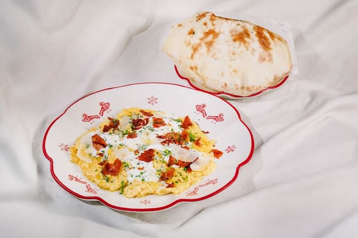 Cheese scramble with pita bread — Brie Restaurant & Cheesery, Ubud