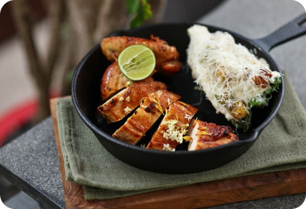 Chicken Breast with Roasted Romano & Caesar Sauce — Brie Restaurant & Cheesery, Ubud