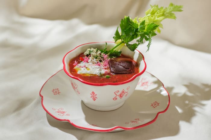 Cold Gazpacho with Stracciatella — Brie Restaurant & Cheesery, Ubud