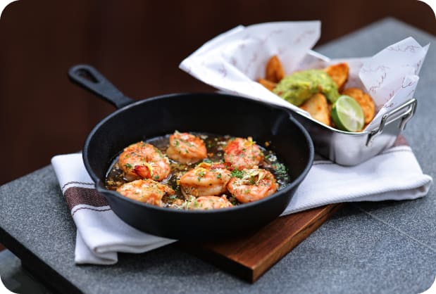 Ginger Shrimp with Guacamole in a Pan — Brie Restaurant & Cheesery, Ubud
