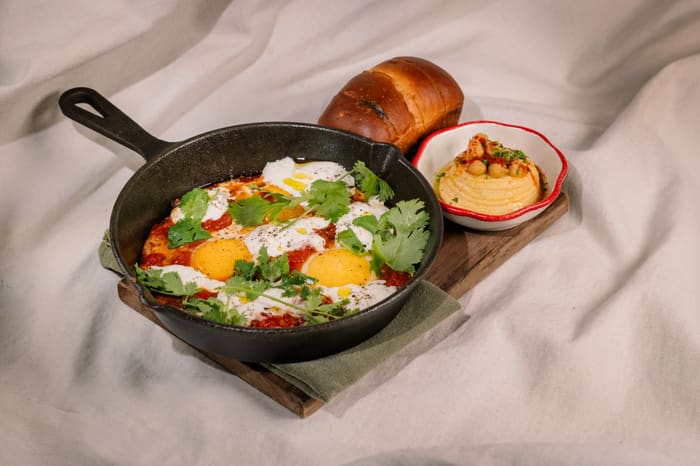 Shakshuka with hummus — Brie Restaurant & Cheesery, Ubud
