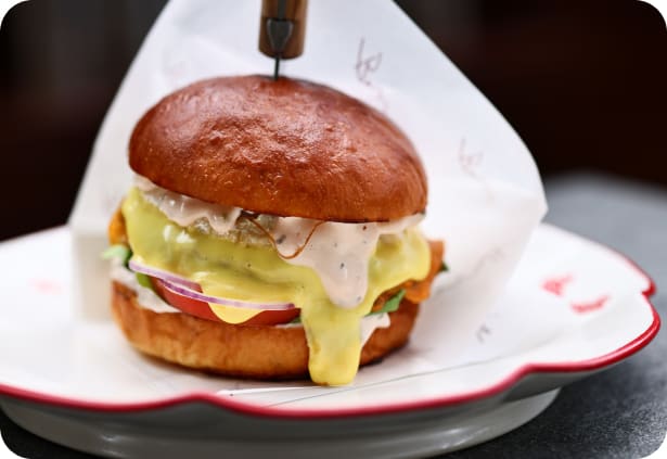 Signature Brie Burger with Beef Patty — Brie Restaurant & Cheesery, Ubud