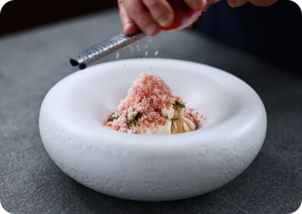 Burrata With Tomato Granita and Anchovies — Brie Restaurant & Cheesery, Ubud